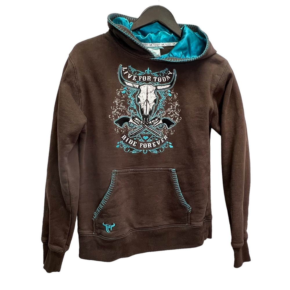 Cowgirl Hardware Brown Hoodie Size S